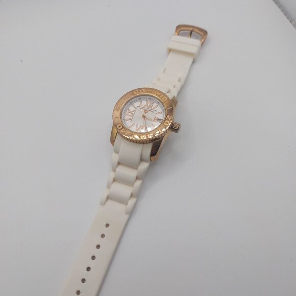 Swiss Legend Commander Saphitek Watch White Rubber Band Gold Bezel Accessory - Picture 7 of 10